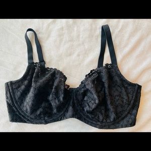 Victoria's Secret Black Unlined Demi Bra size 38 DDD